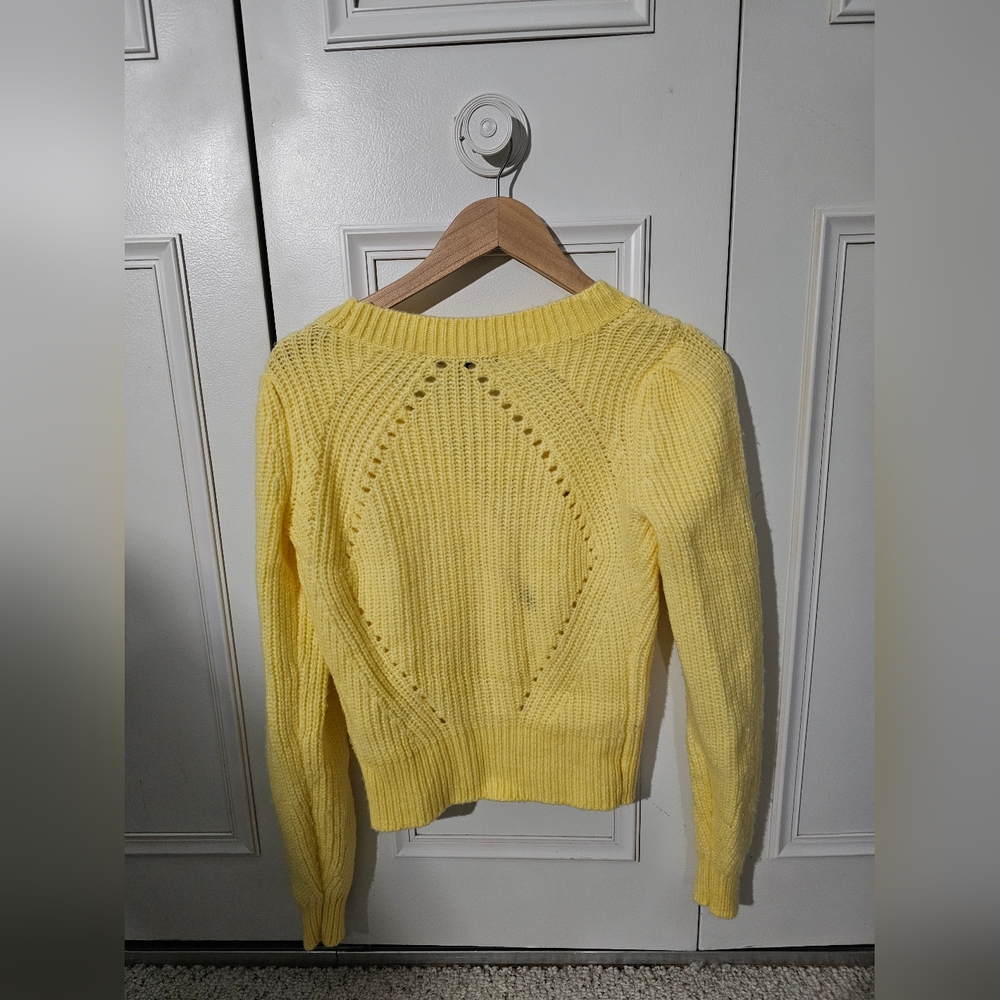 White House Black Market Yellow Bee Cardigan Sweater - Picture 2 of 4